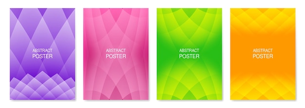 Conjunto de carteles abstractos de fondo verde neón rosa púrpura y naranja con patrón floral