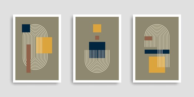 Conjunto de carteles abstractos con formas geométricas Arte de pared minimalista