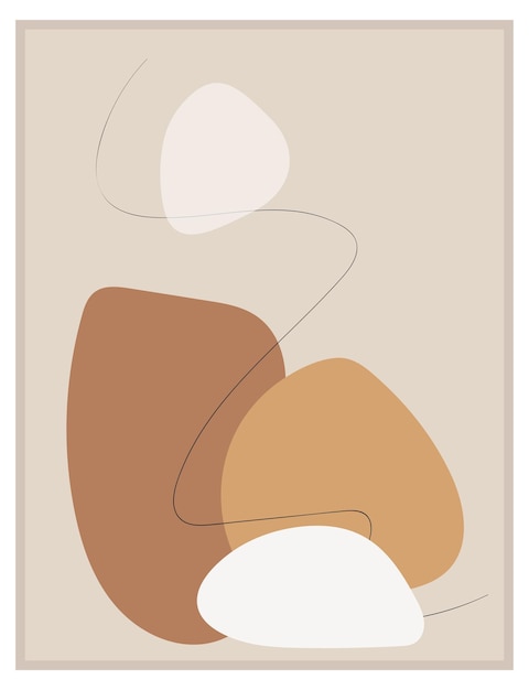 Conjunto de carteles abstractos de mediados de siglo Líneas de formas orgánicas Colores pastel beige y marrón