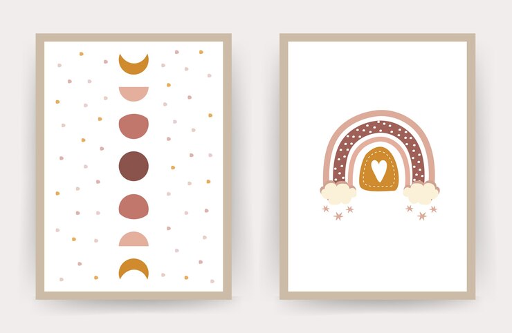 Conjunto de carteles de arco iris boho