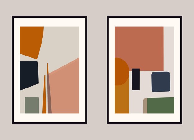 Conjunto de carteles de arte contemporáneo abstracto con formas geométricas simples Ilustración vectorial