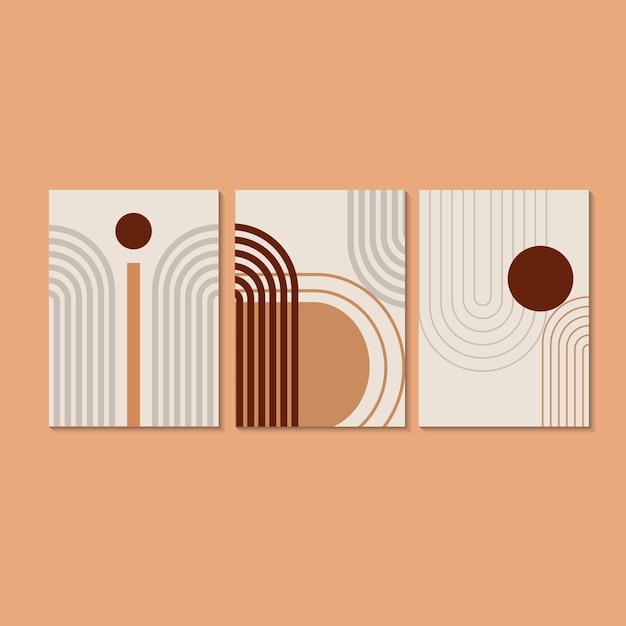 Vector conjunto de carteles boho abstractos vectoriales. diseño minimalista para fondo, portada, papel tapiz, impresión.