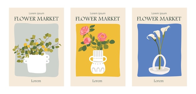 Conjunto de carteles botánicos vectoriales