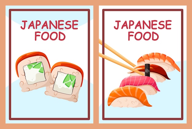 Un conjunto de carteles de cocina japonesa.