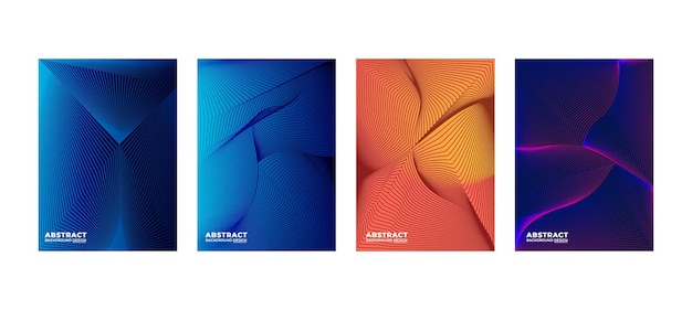 un conjunto de carteles coloridos banderas abstractas con líneas onduladas plantilla abstracta con líneas diseño