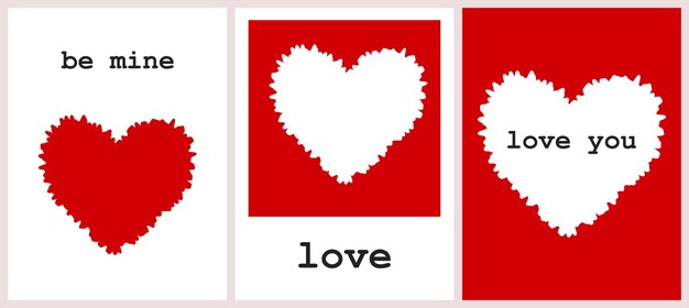 Conjunto de carteles conceptuales para el día de San Valentín Banderas de venta de amor o tarjetas de felicitación Arte abstracto moderno