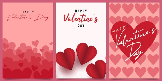 Vector conjunto de carteles conceptuales del día de san valentín corazones lindos aman la ilustración vectorial para el cartel de la pancarta de la tarjeta