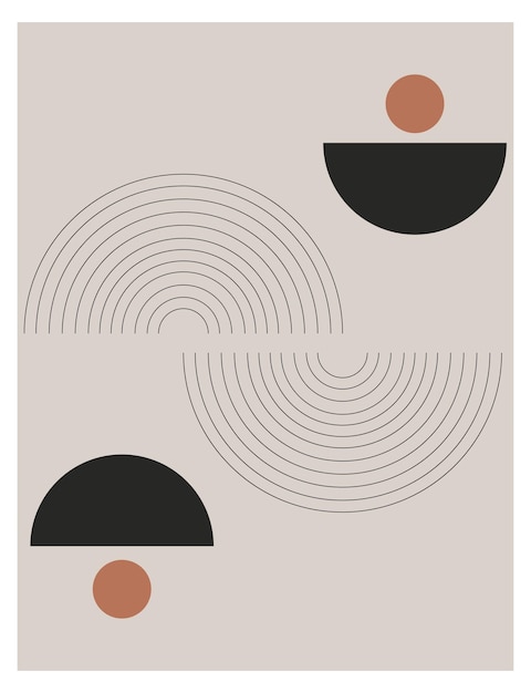 Conjunto de carteles contemporáneos abstractos de mediados de siglo con formas geométricas Diseño para papel tapiz, etc.