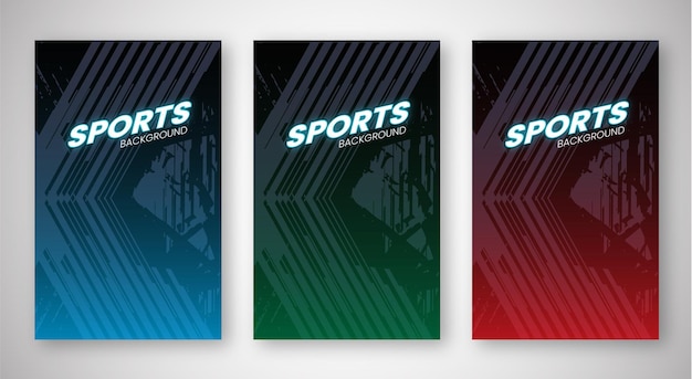 Vector un conjunto de carteles para deportes en diferentes colores.