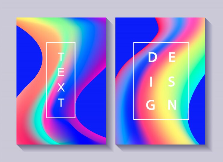 Vector conjunto de carteles de diseño creativo con diseño abstracto líquido y líquido colorido.