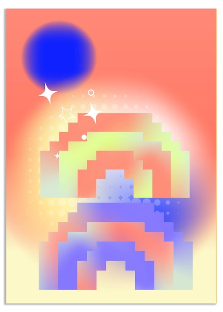 Conjunto de carteles con diseño de fondo holo de gradiente lindo