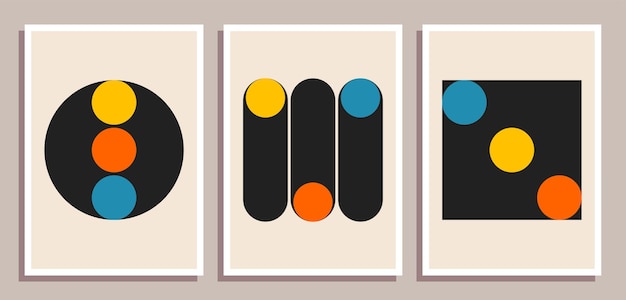 Conjunto de carteles de diseño geométrico retro mínimo Conjunto de decoración de pared de arte contemporáneo Formas geométricas fondo de portada de cartel