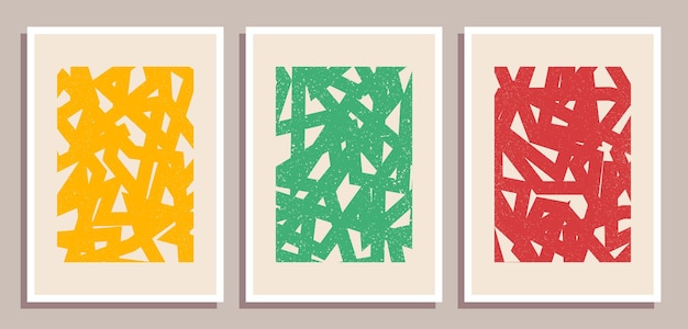 Conjunto de carteles de diseño geométrico retro mínimo pared de arte formas geométricas fondo de portada del cartel
