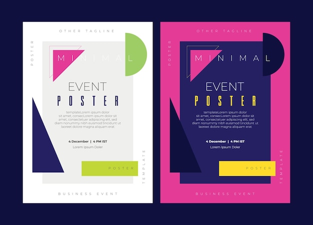 Vector conjunto de carteles de eventos modernos, abstractos, geométricos, multitonos, clásicos y minimalistas.