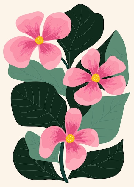 Conjunto de carteles florales abstractos de época con elementos florales y botánicos abstractos para la portada