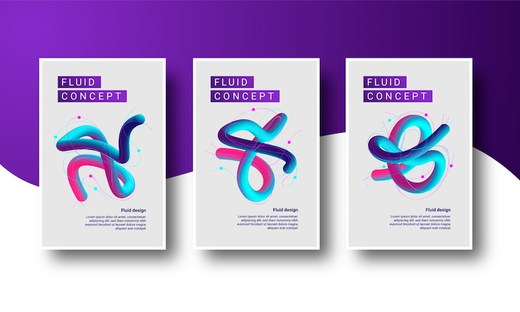 Vector conjunto de carteles de fondo abstracto de concepto fluido