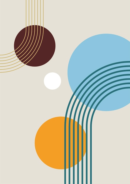 Conjunto de carteles de formas geométricas naturales abstractas en estilo de mediados de siglo Ilustración moderna Impresión minimalista Cartel de decoración de pared boho Diseño plano Arte minimalista vectorial