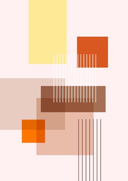 Conjunto de carteles de formas geométricas naturales abstractas en estilo de mediados de siglo Ilustración moderna Impresión minimalista Cartel de decoración de pared boho Diseño plano Arte minimalista vectorial