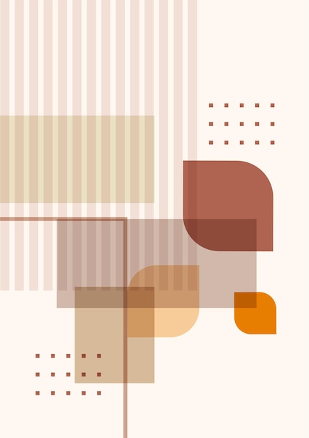 Conjunto de carteles de formas geométricas naturales abstractas en estilo de mediados de siglo Ilustración moderna Impresión minimalista Cartel de decoración de pared boho Diseño plano Arte minimalista vectorial