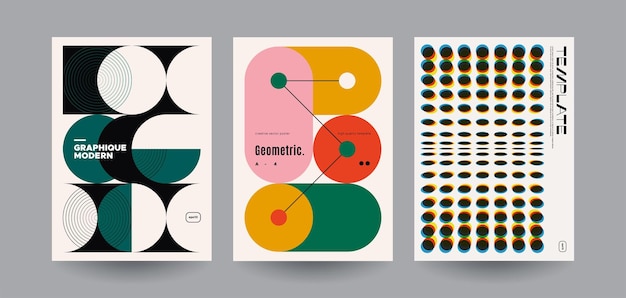 Conjunto de carteles geométricos minimalistas Formas y patrones abstractos Plantillas vectoriales