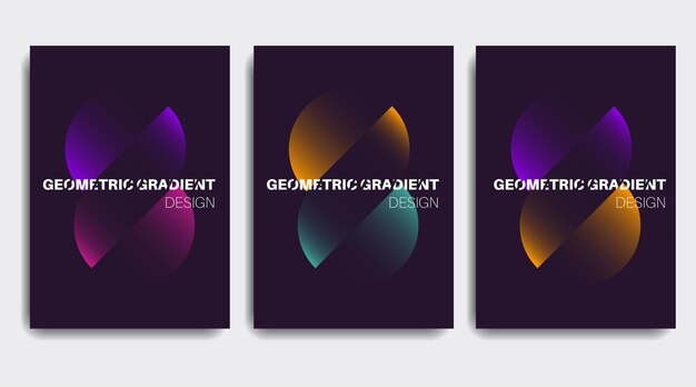 Conjunto de carteles geométricos mínimos. Composición de formas de degradado geométrico. EPS vectoriales 10.