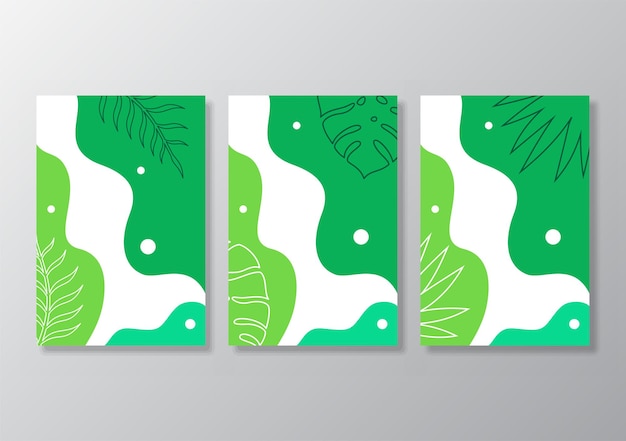 Conjunto de carteles de hojas tropicales abstractas