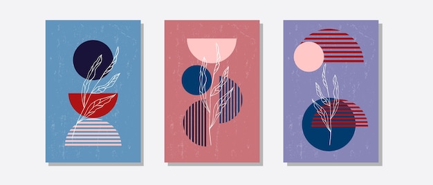Conjunto de carteles minimalistas abstractos creativos modernos y de moda en estilo geometría