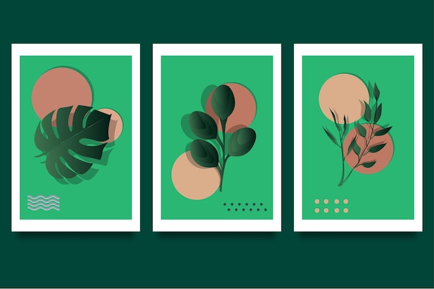 Conjunto de carteles mínimos con composición de formas orgánicas abstractas en el estilo de collage contemporáneo de moda