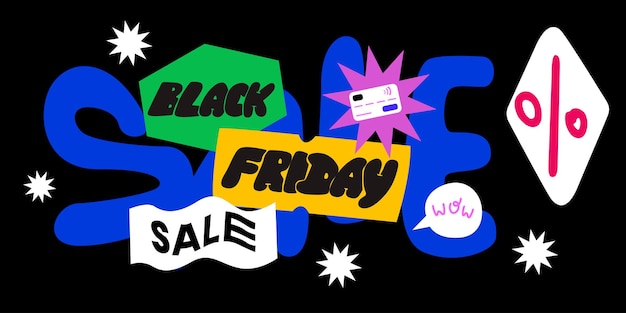 Conjunto de carteles modernos para la venta del Viernes Negro Cartel vectorial contemporáneo de moda para la promoción