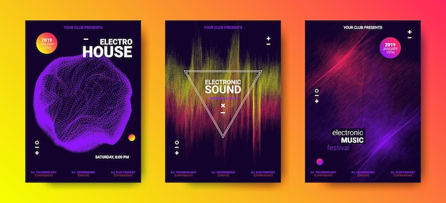 Conjunto de carteles para música electrónica.