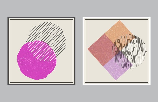 Un conjunto de carteles o pinturas de estilo minimalista La composición de formas geométricas distorsionadas Disposición de impresiones de diseño de interiores e ideas creativas