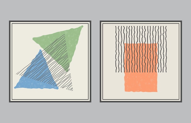 Un conjunto de carteles o pinturas de estilo minimalista La composición de formas geométricas distorsionadas Disposición de impresiones de diseño de interiores e ideas creativas