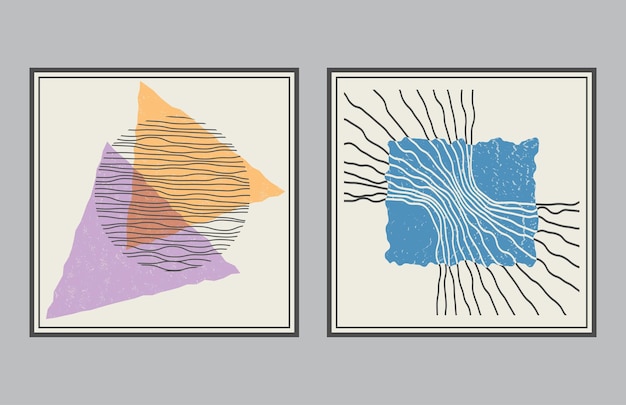 Un conjunto de carteles o pinturas de estilo minimalista La composición de formas geométricas distorsionadas Disposición de impresiones de diseño de interiores e ideas creativas
