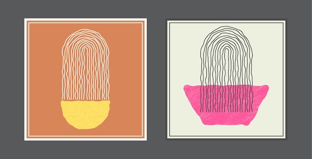 Un conjunto de carteles o pinturas de estilo minimalista La composición de formas geométricas distorsionadas Disposición de impresiones de diseño de interiores e ideas creativas