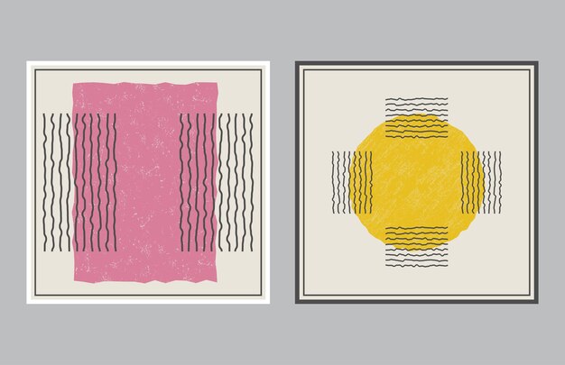 Un conjunto de carteles o pinturas de estilo minimalista La composición de formas geométricas distorsionadas Disposición de impresiones de diseño de interiores e ideas creativas