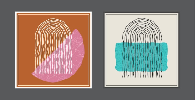 Un conjunto de carteles o pinturas de estilo minimalista La composición de formas geométricas distorsionadas Disposición de impresiones de diseño de interiores e ideas creativas