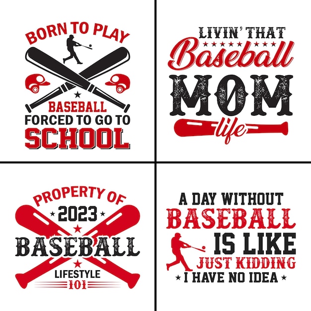 Un conjunto de carteles con las palabras nacidas para jugar béisbol mamá y vida de mamá.