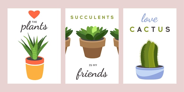 Conjunto de carteles de plantas para el hogar