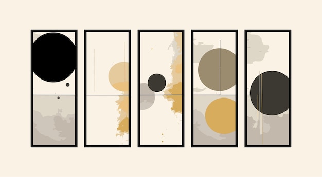 Conjunto de carteles redondeados abstractos en estilo boho y contemporáneo
