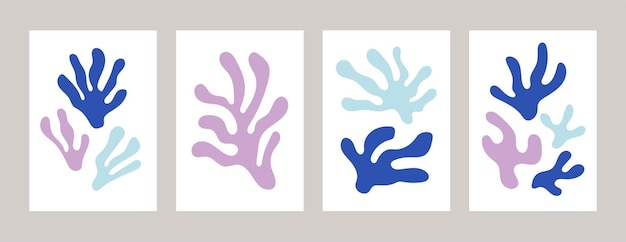 Conjunto de carteles de silueta de ganges inspirados en Matisse