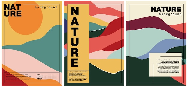 Conjunto de carteles vectoriales inspirados en la naturaleza