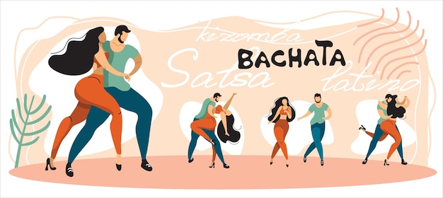 Un conjunto de carteles vectoriales sobre el tema de los bailes latinos.