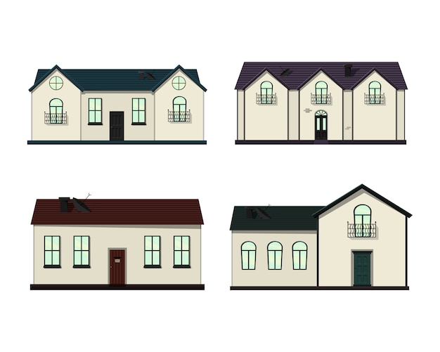Conjunto de casas en blanco