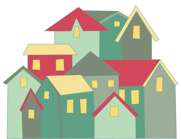 Conjunto de casas de dibujos animados lindo ilustración vectorial Casita casa colorida casas planas ilustración