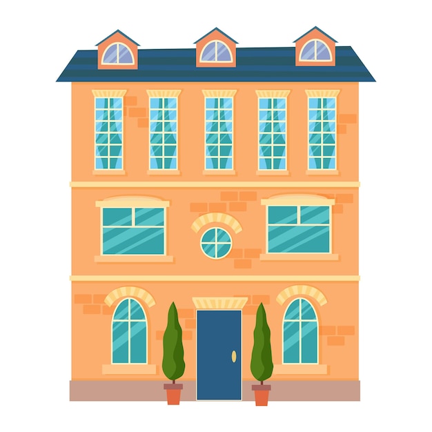 Conjunto de casas residenciales y urbanas de diferentes estilos Arquitectura retro de la ciudad y edificios modernos Ilustración vectorial de una casa aislada en un fondo blanco