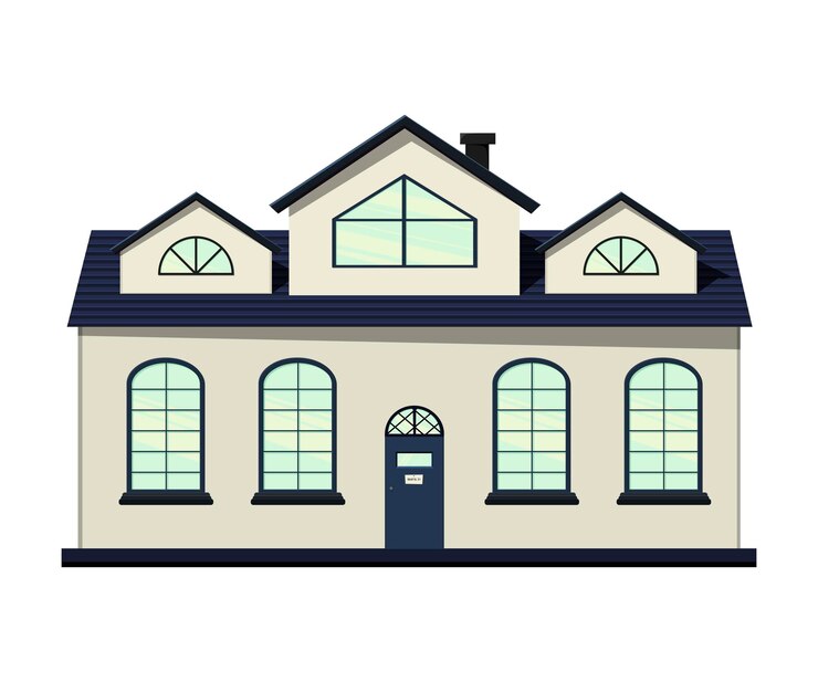Vector conjunto de casas sobre un fondo blanco para construcción y diseño. estilo de dibujos animados. ilustración vectorial.