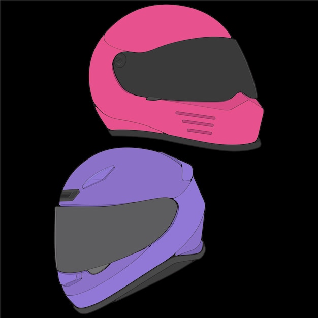 Conjunto de casco de bloque de color de cara completa Ilustración vectorial Concepto de casco Arte vectorial