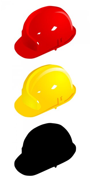 Conjunto de cascos de colores. vector