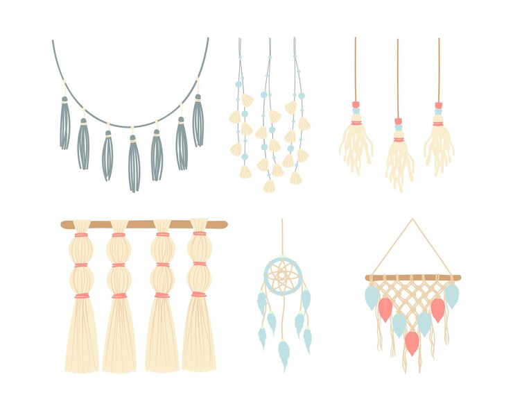 Vector conjunto de cazadores de sueños estilo boho ilustración vectorial