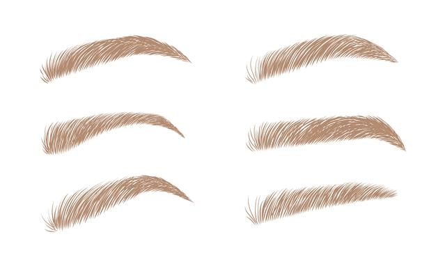 Conjunto de cejas rubias en diferentes formas.